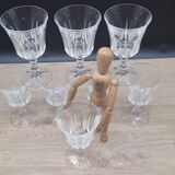 Set of 8 large Baccarat Lauzun crystal wine glasses