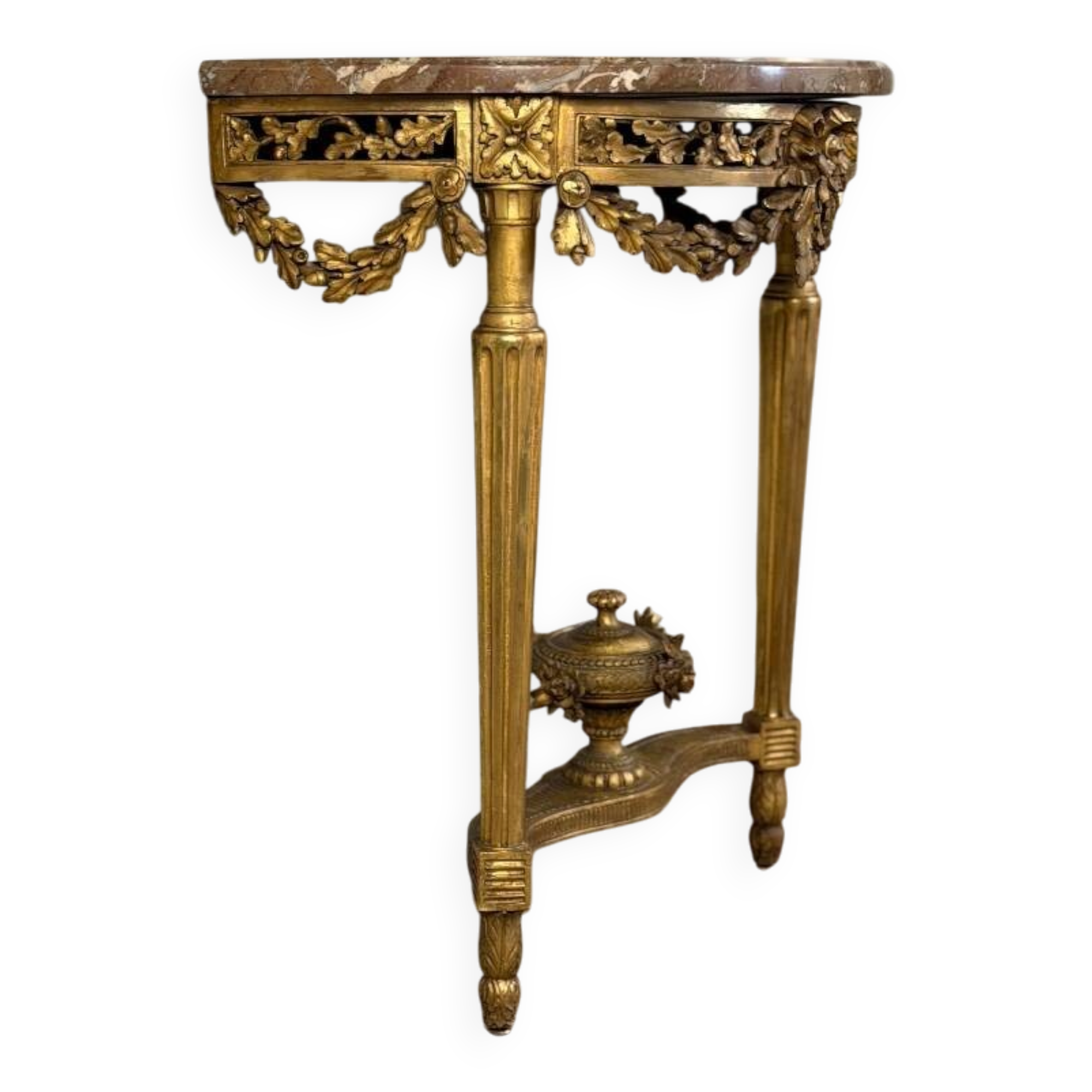 Console Louis XVI in gilded wood, Rance marble, 18th century