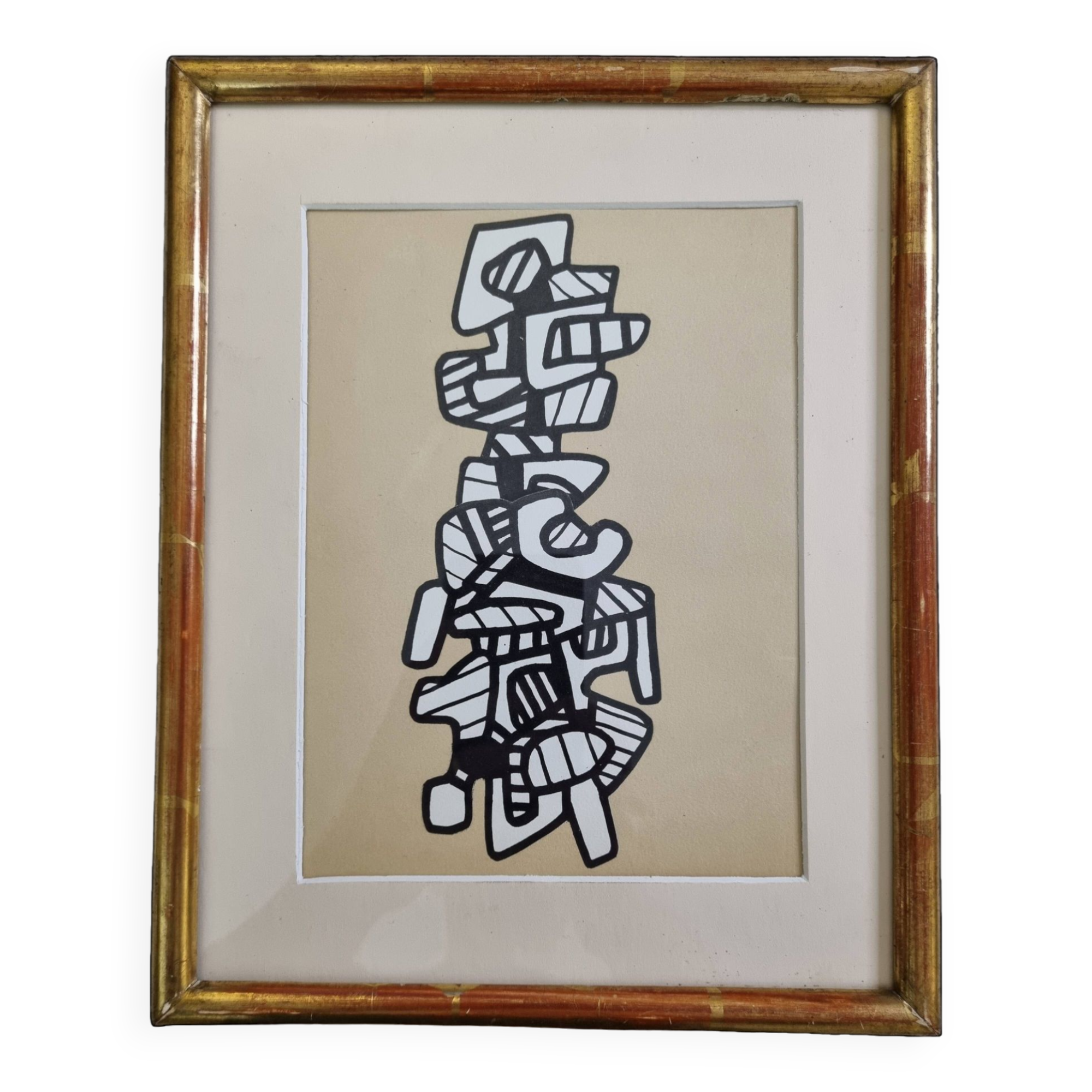 Screenprint after Jean Dubuffet framed under glass 26 cm by 33 cm