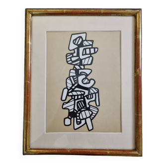 Sérigraphie d'après Jean Dubuffet encadrée sous verre 26 cm par 33 cm