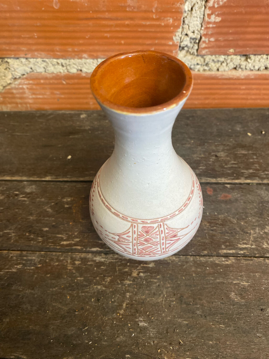 Old vase for sale white ceramic engraved rose vintage #d674