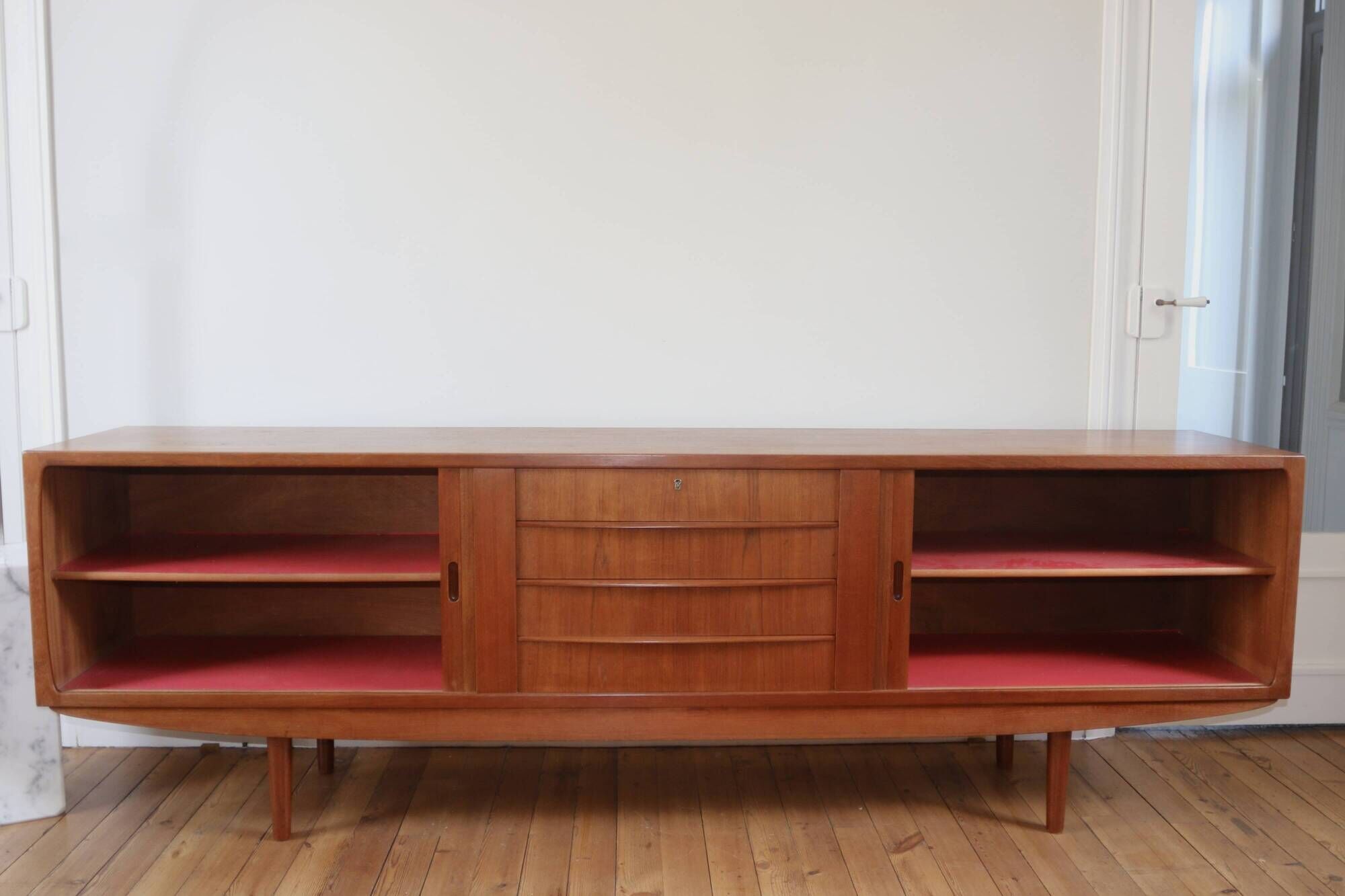 Large vintage Danish teak sideboard from the 1960s.