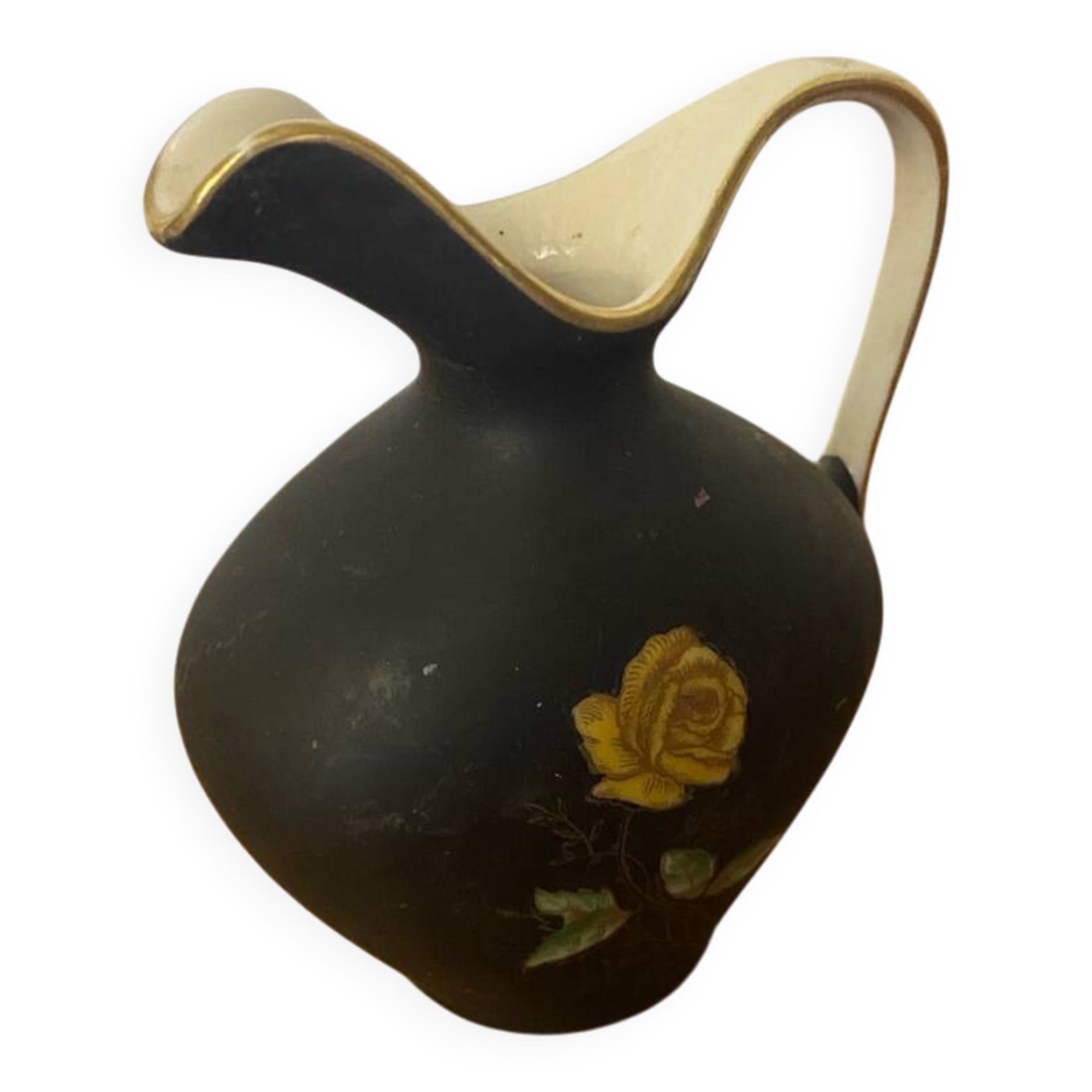 Antique Pitcher ROYAL Porcelain Bavaria Painted Decor + 22K Gold Vintage #C