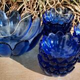Salad bowl fruit cup vintage blue glass
