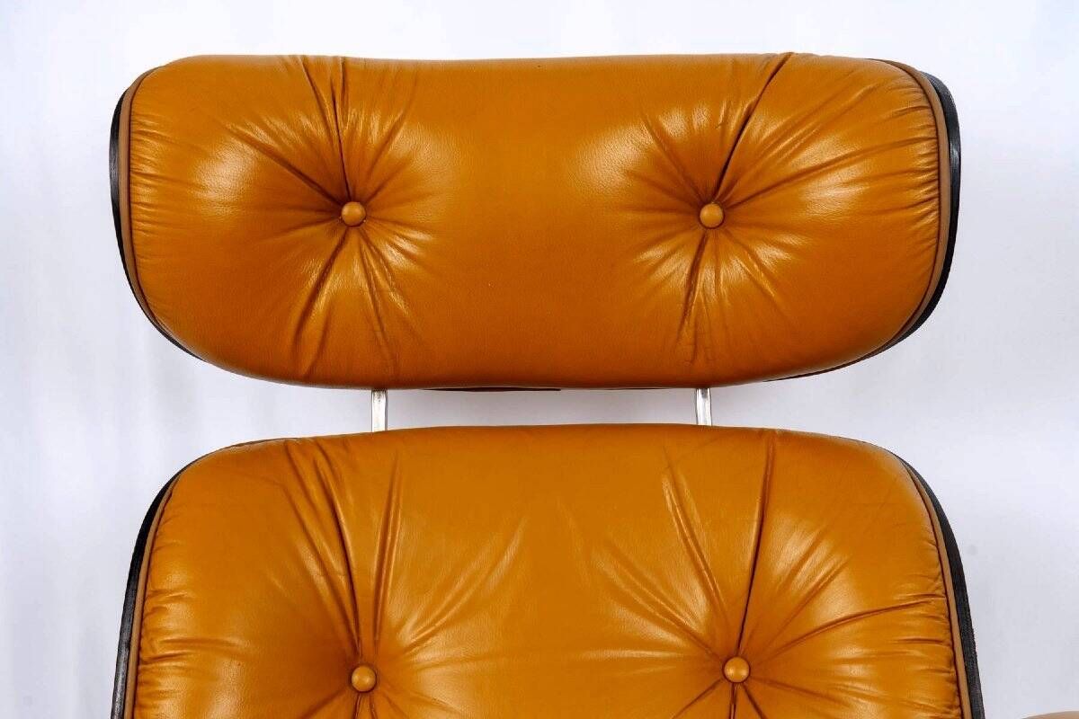 Lounge chair & son ottoman - leather & alu, xxth century