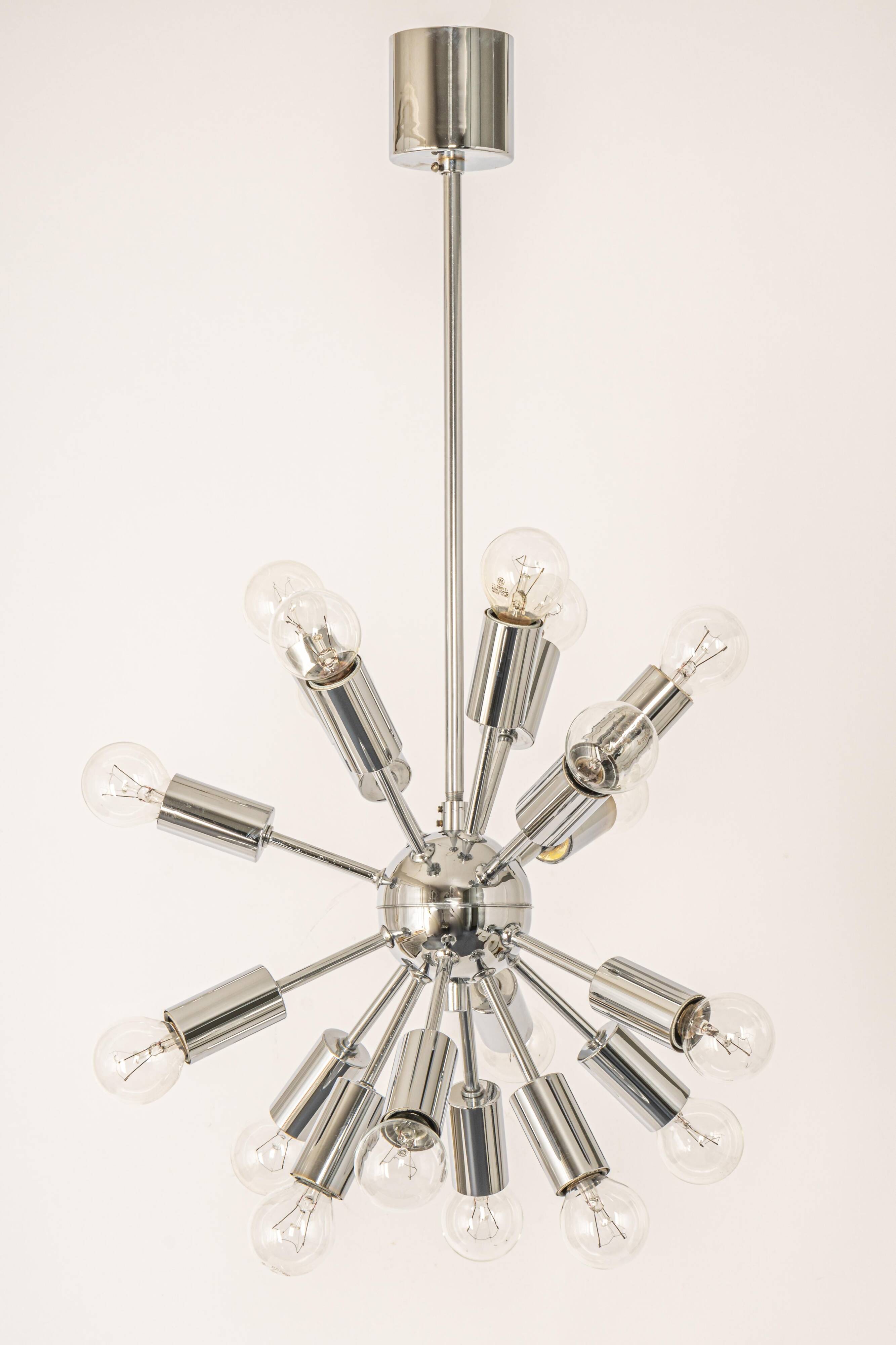 Small Atomium Sputnik space chrome pendant by Cosack, Germany, 1970s.