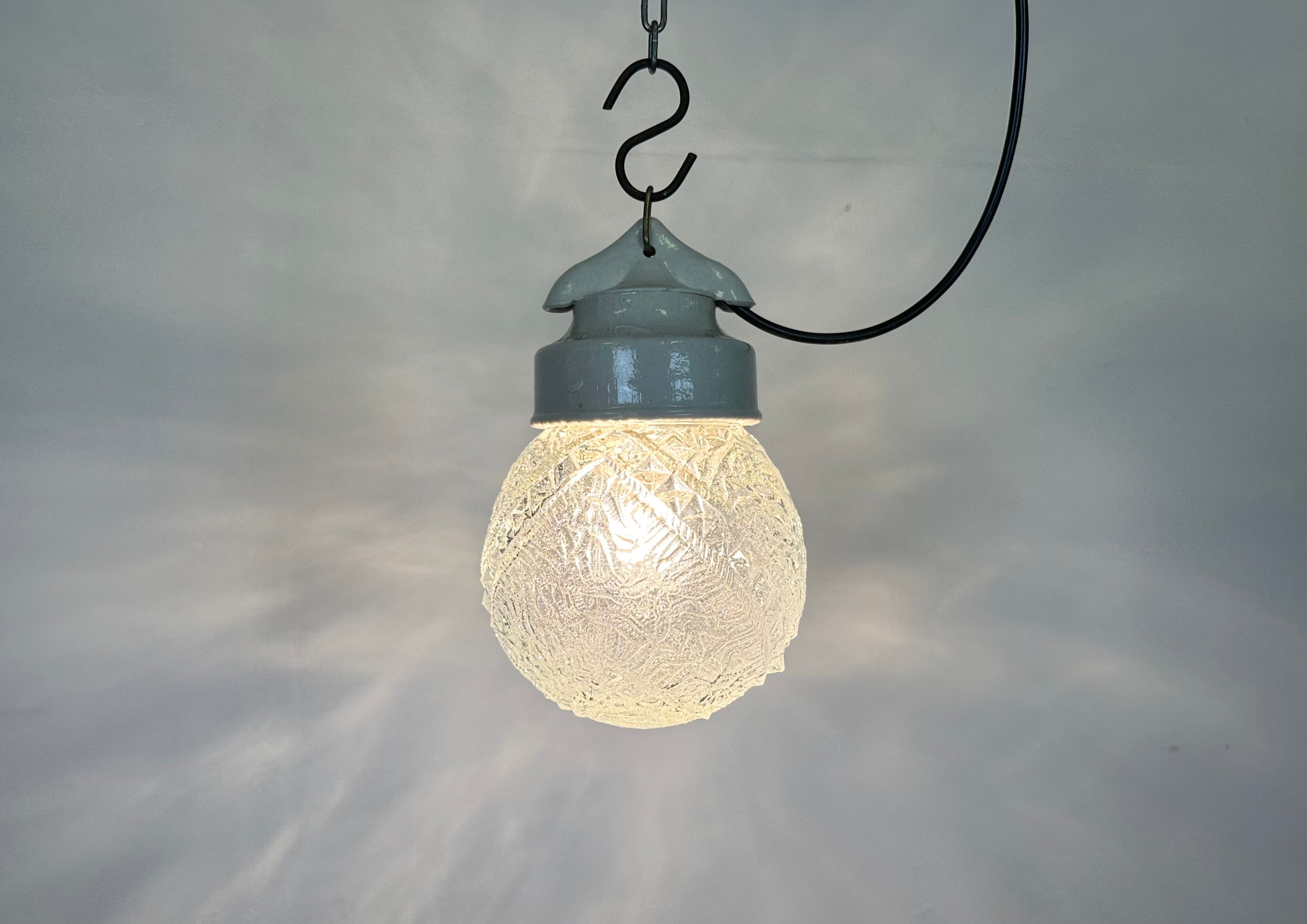 Vintage White Porcelain Pendant Light, 1970s