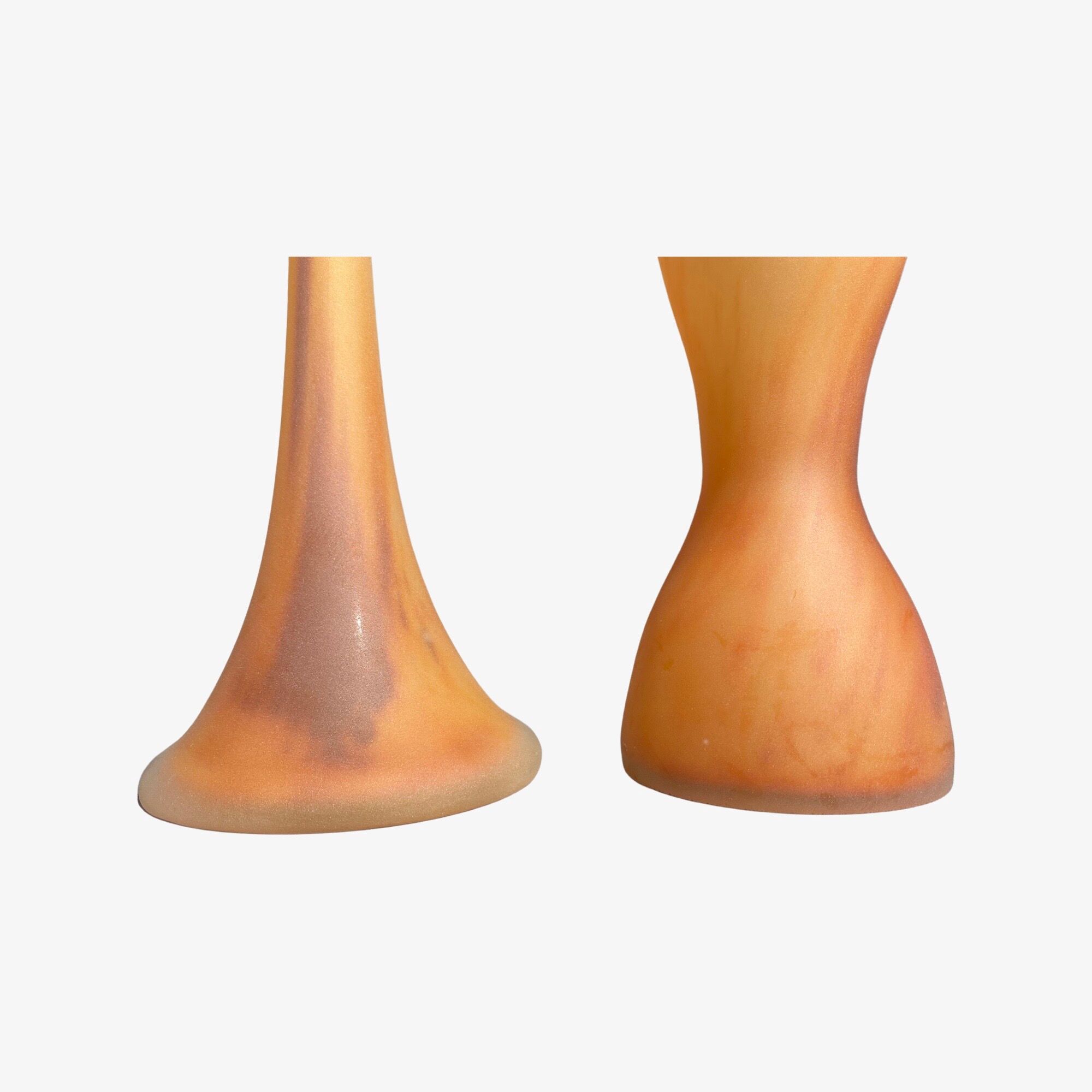 Old hand blown glass sculptures | set of 2 orange handblown home decor vases