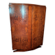 Armoire Art Déco ronce de noyer, marqueterie, portes galbées—années 30