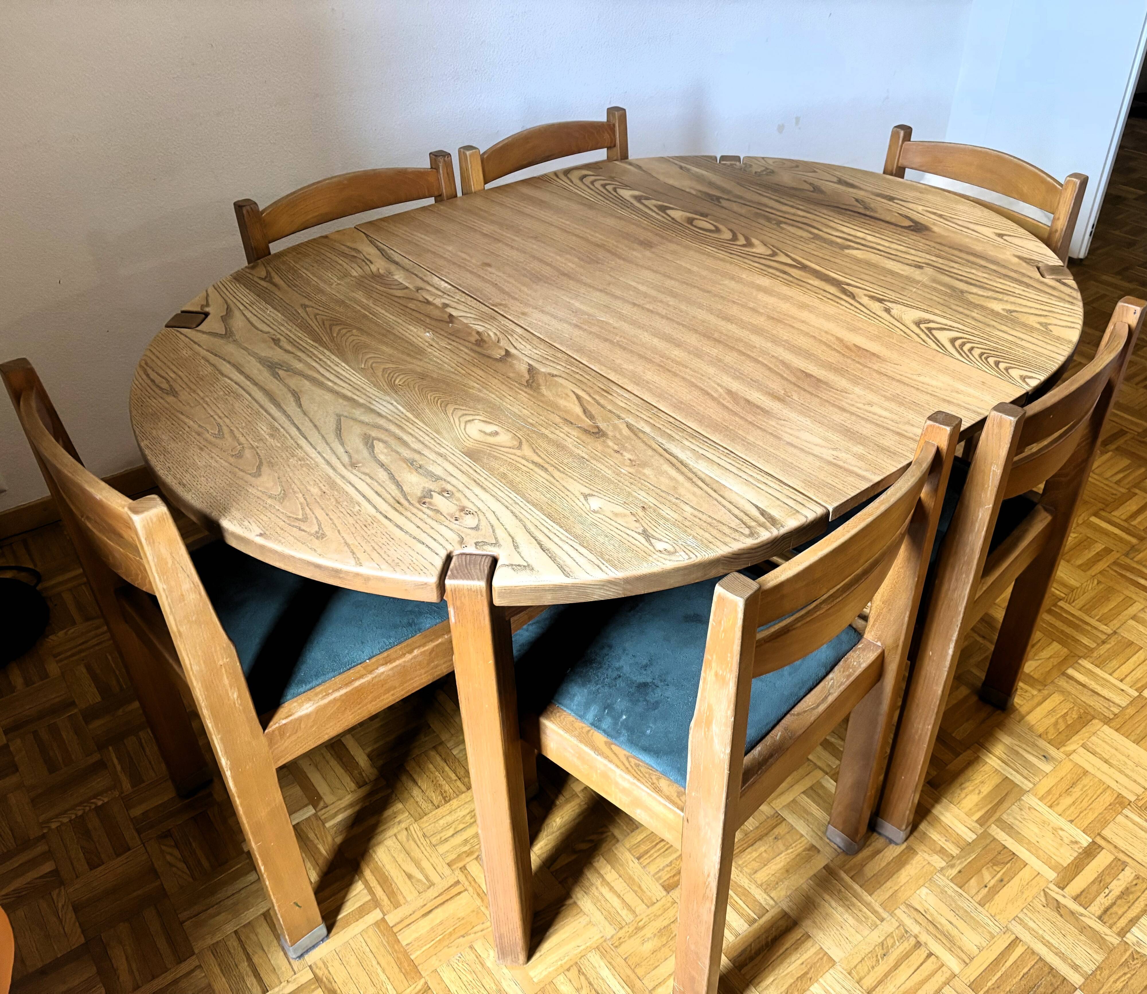 Table à manger champagne et 6 chaises normandie estampillée maison regain