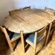 Champagne dining table and 6 Normandy chairs stamped Maison Regain