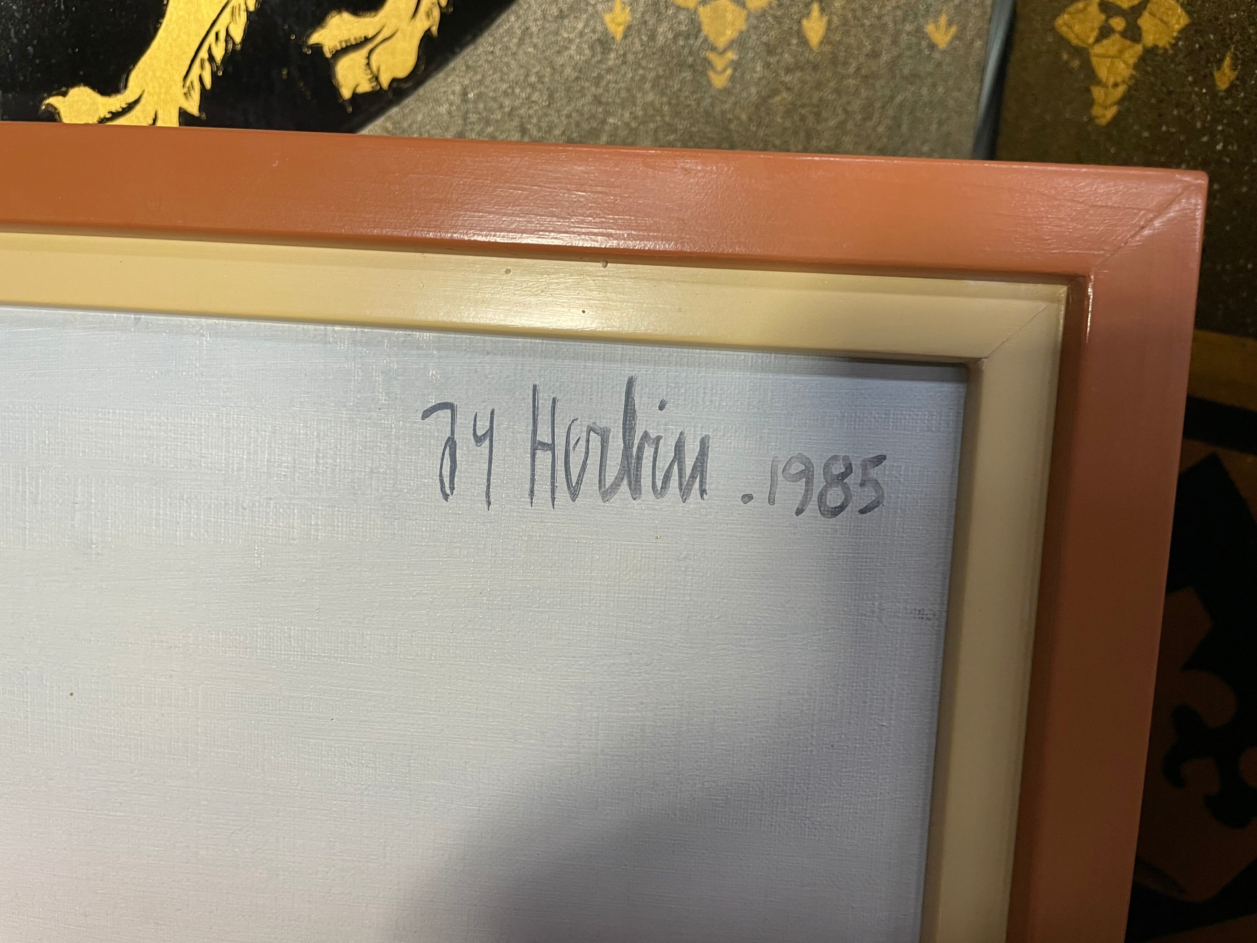 Oil on canvas "the greenhouse in the garden" signed