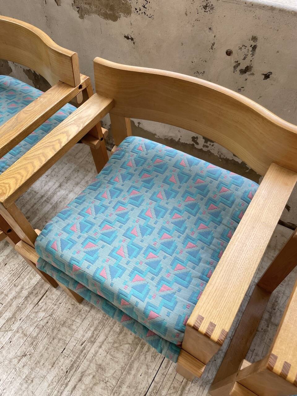Set of 6 oak chairs with armrests Ate Van Apeldoorn