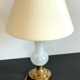 LAMPE Verre OPALIN et Laiton VINTAGE