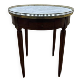 Table bouillotte de style Louis XVI en acajou et marbre.