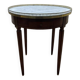 Table bouillotte de style Louis XVI en acajou et marbre.