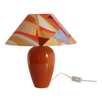 Ceramic floor lamp with printed conical shade