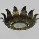 Sun ceiling lamp, double light gilded metal foliage, year 70