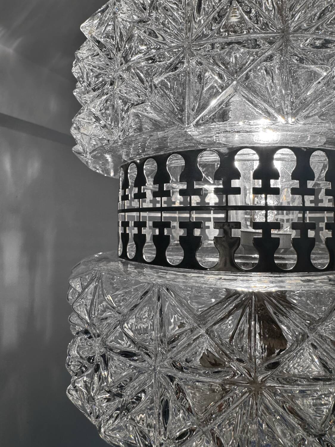 60s chrome glass chandelier