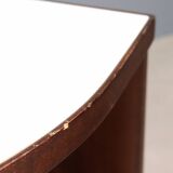 Small vintage cabinet in wood and white glass, Italian design, 1960s-1970s, original