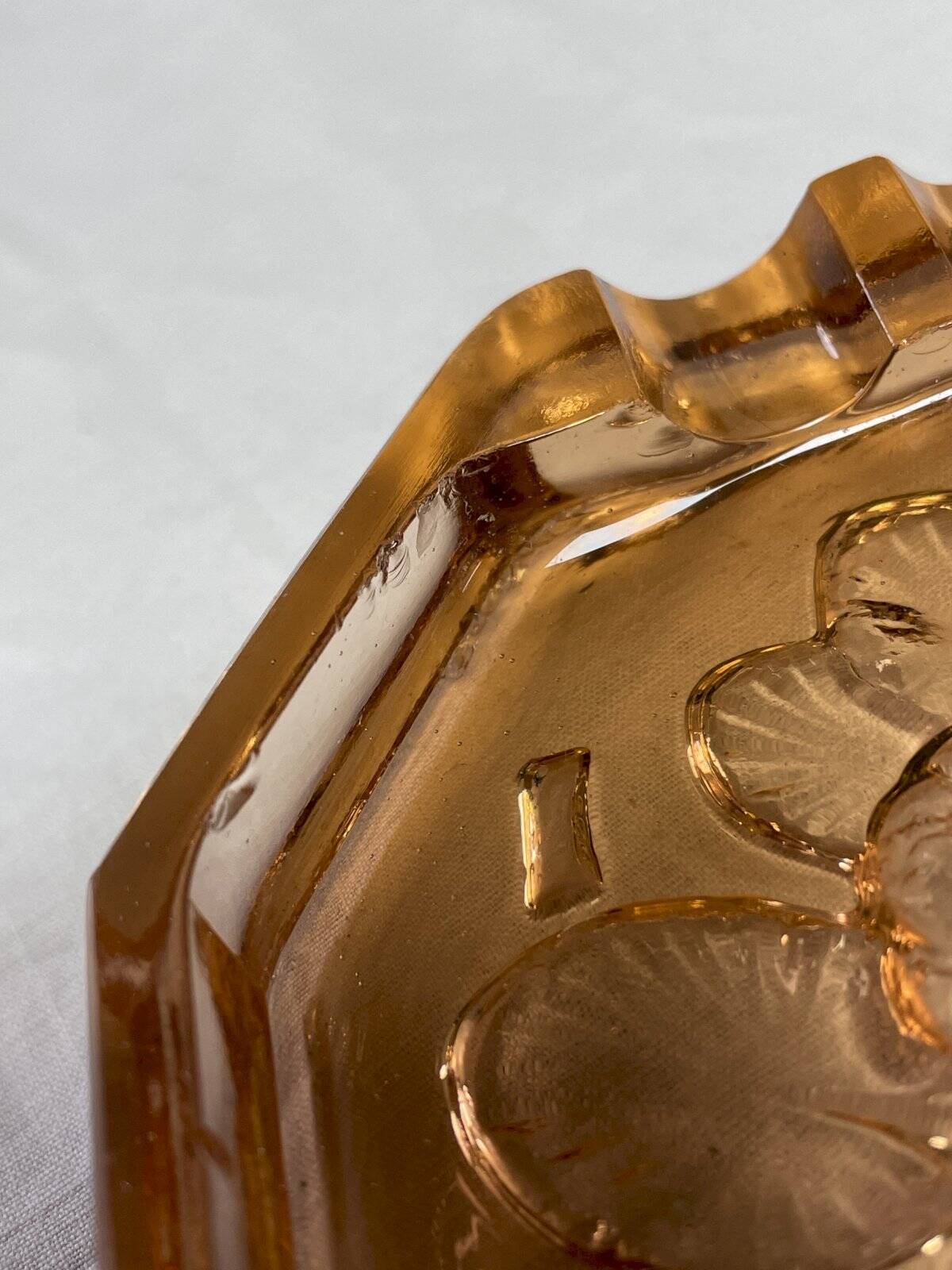 Cendrier verre rosé octogonal esprit art déco