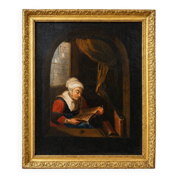 Huile sur toile – Scène de genre, XVIIIᵉ