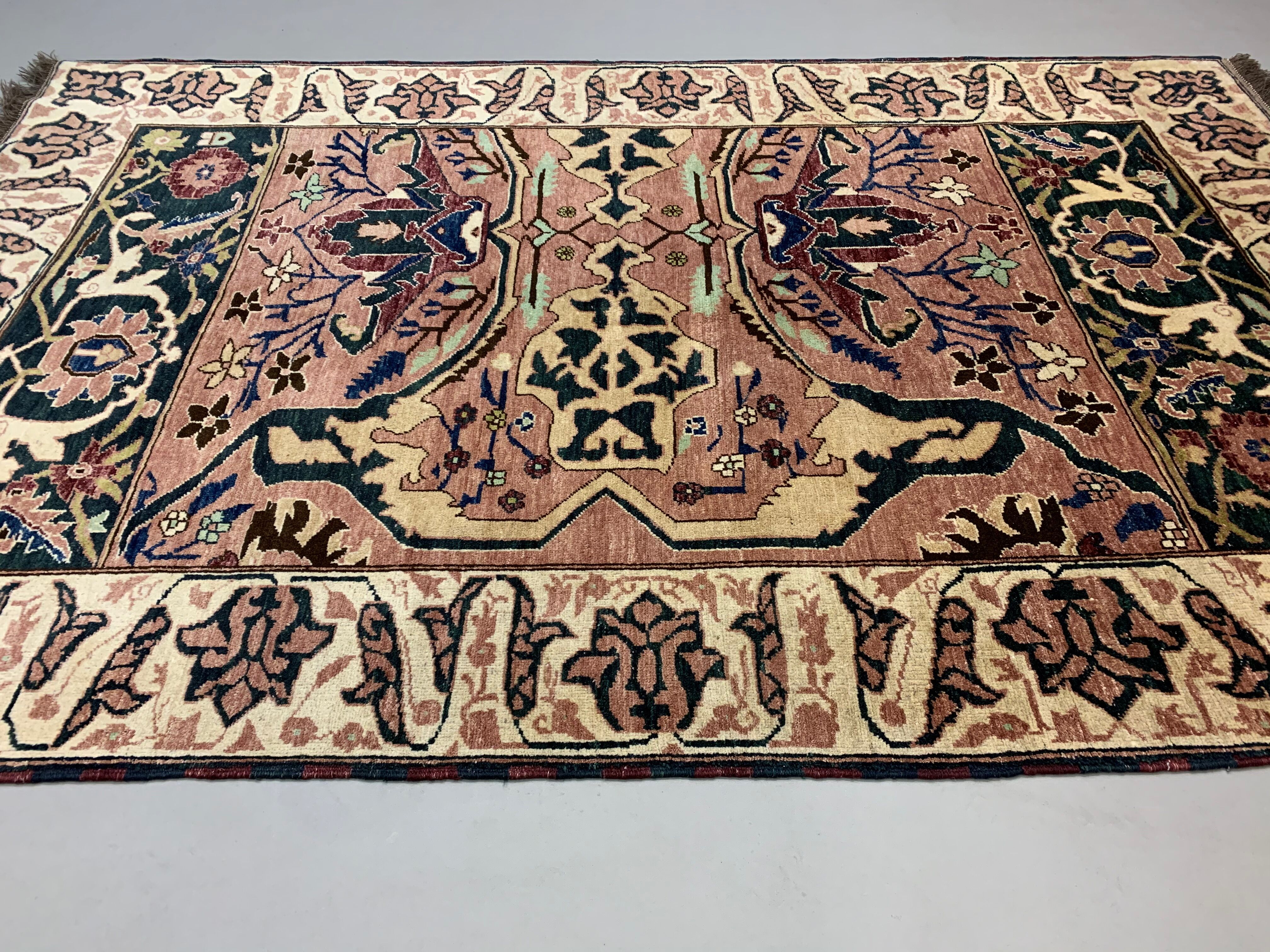 Unusual afghan wool ziegler rug 250x156 cm handmade chobi rug, purple beige blue