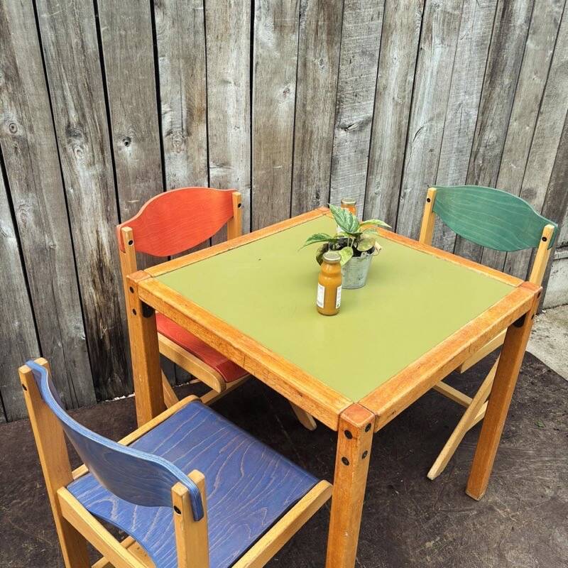 Vintage multicolour Bauhaus-style wooden chair