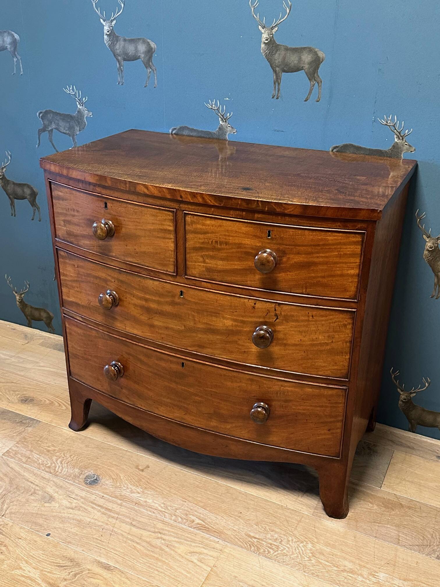 Antique Bow front chest of drawers