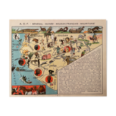 Old poster map of French West Africa Senegal Guinea Sudan - 1931