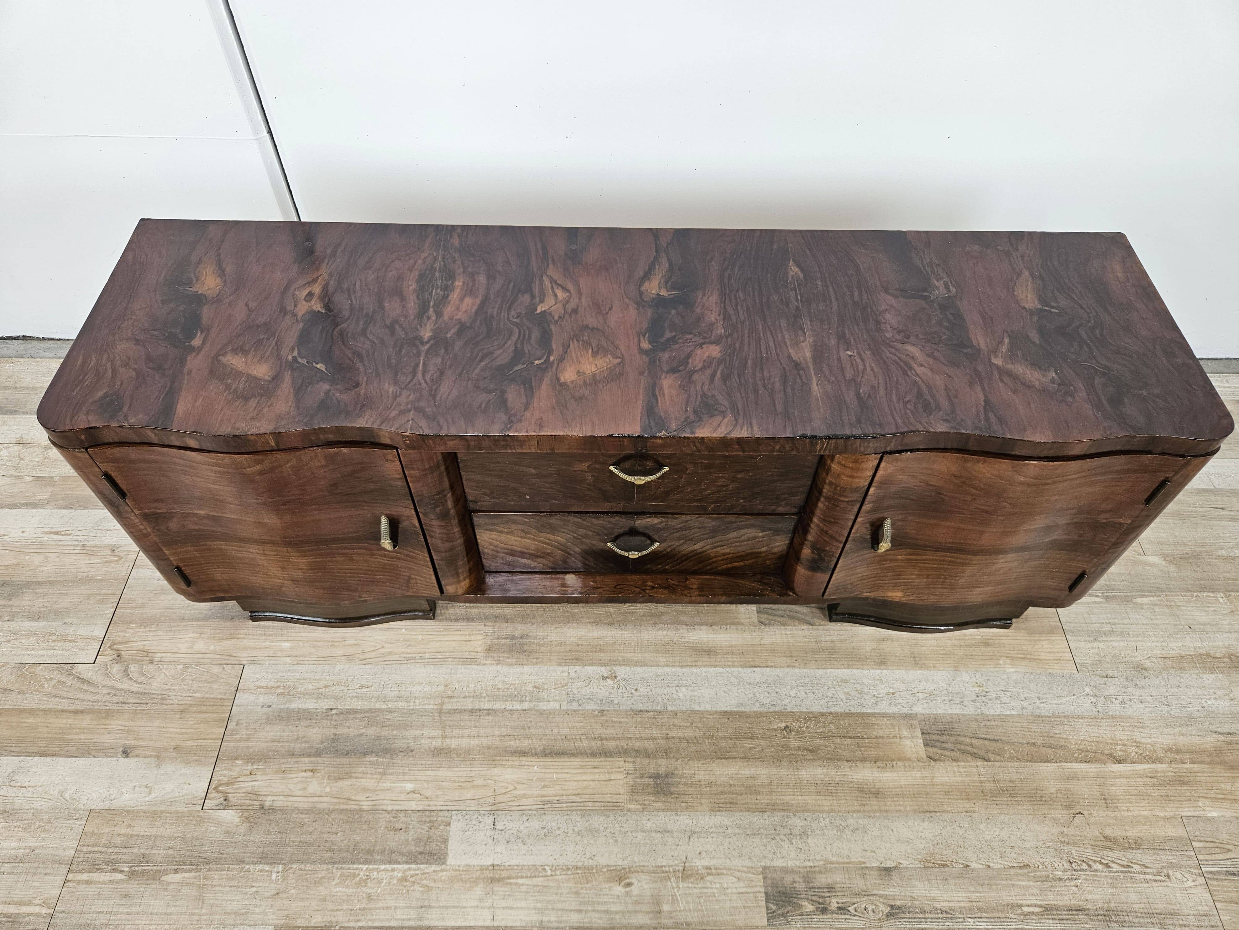 Art Decò console in mahogany burl
