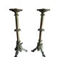 Coppia Candelabri d'Altare Antichi in BRONZO Stile Neogotico H 60 cm
