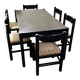 Rare dining set / Italy / 1970s / solid black painted wood / 6 x chair / matching table