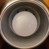 2 white eye lamps, wood, metal, vintage, Germany