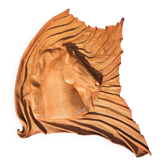 Bas-relief cuir moulé repoussé Tête de cheval 1980's Artisan maroquinier
