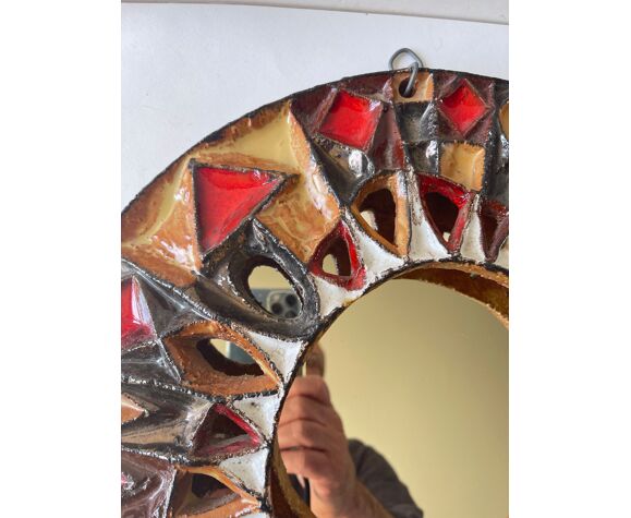 Miroir en céramique roland zobel les cyclades anduze