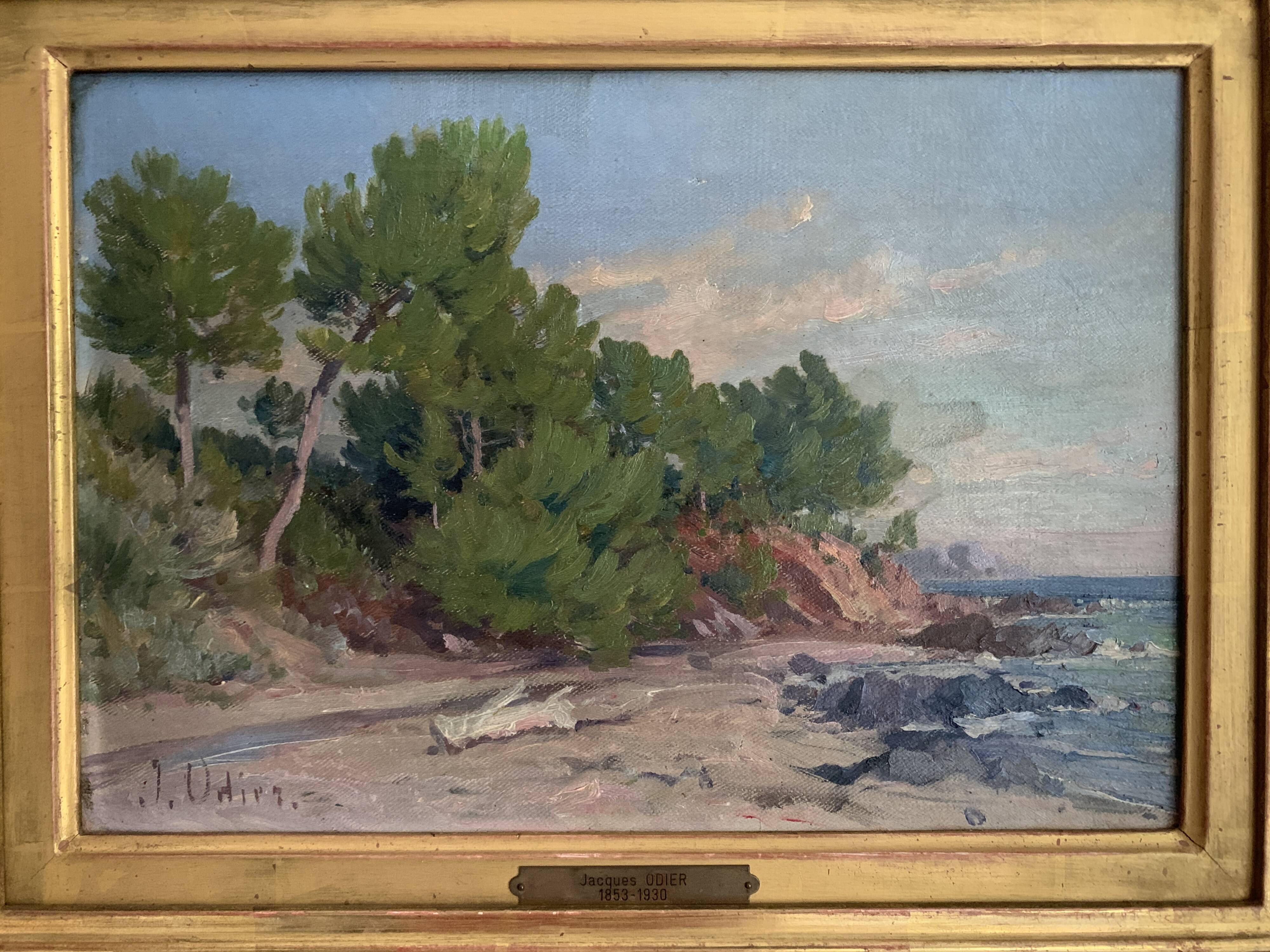 Oil on canvas Jacques Odier 1853-1930 Seaside Landscape