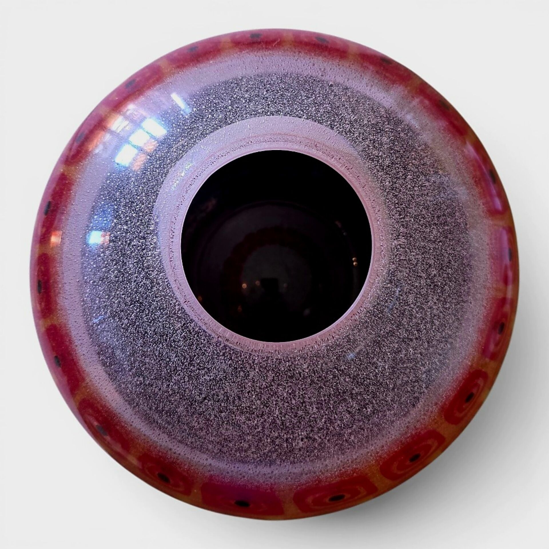 Murano blown glass vase – "Murrines" decoration and Bullicante effect
