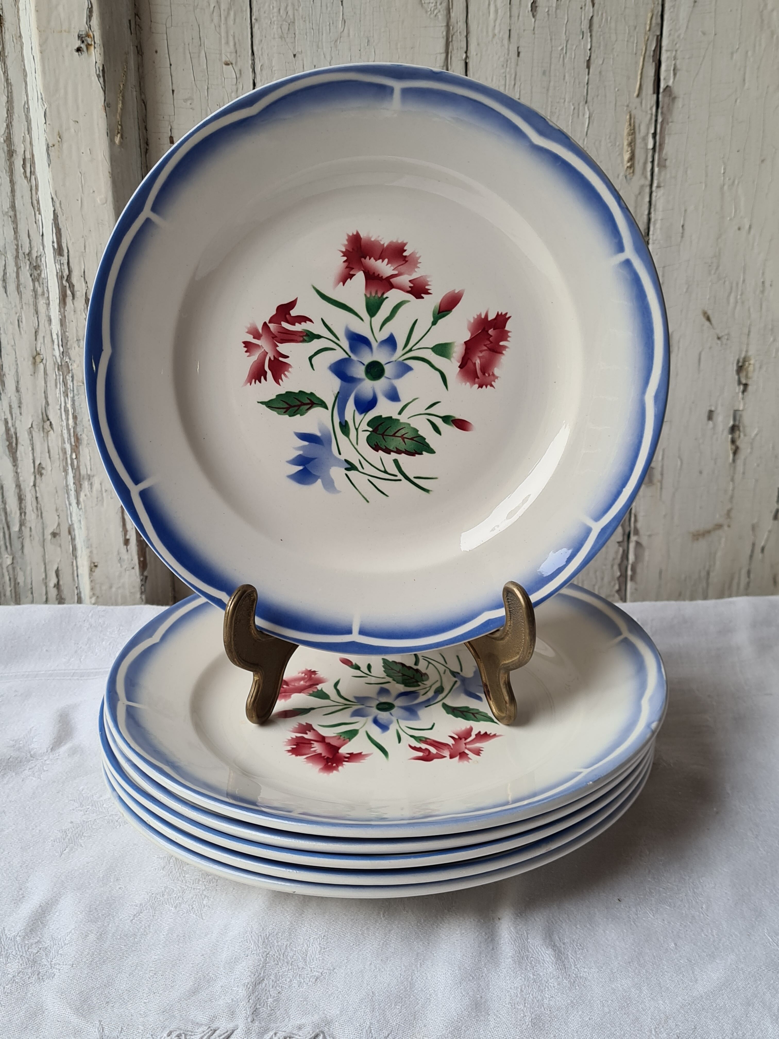 Digoin Sarreguemines 6 flat plates Elorn