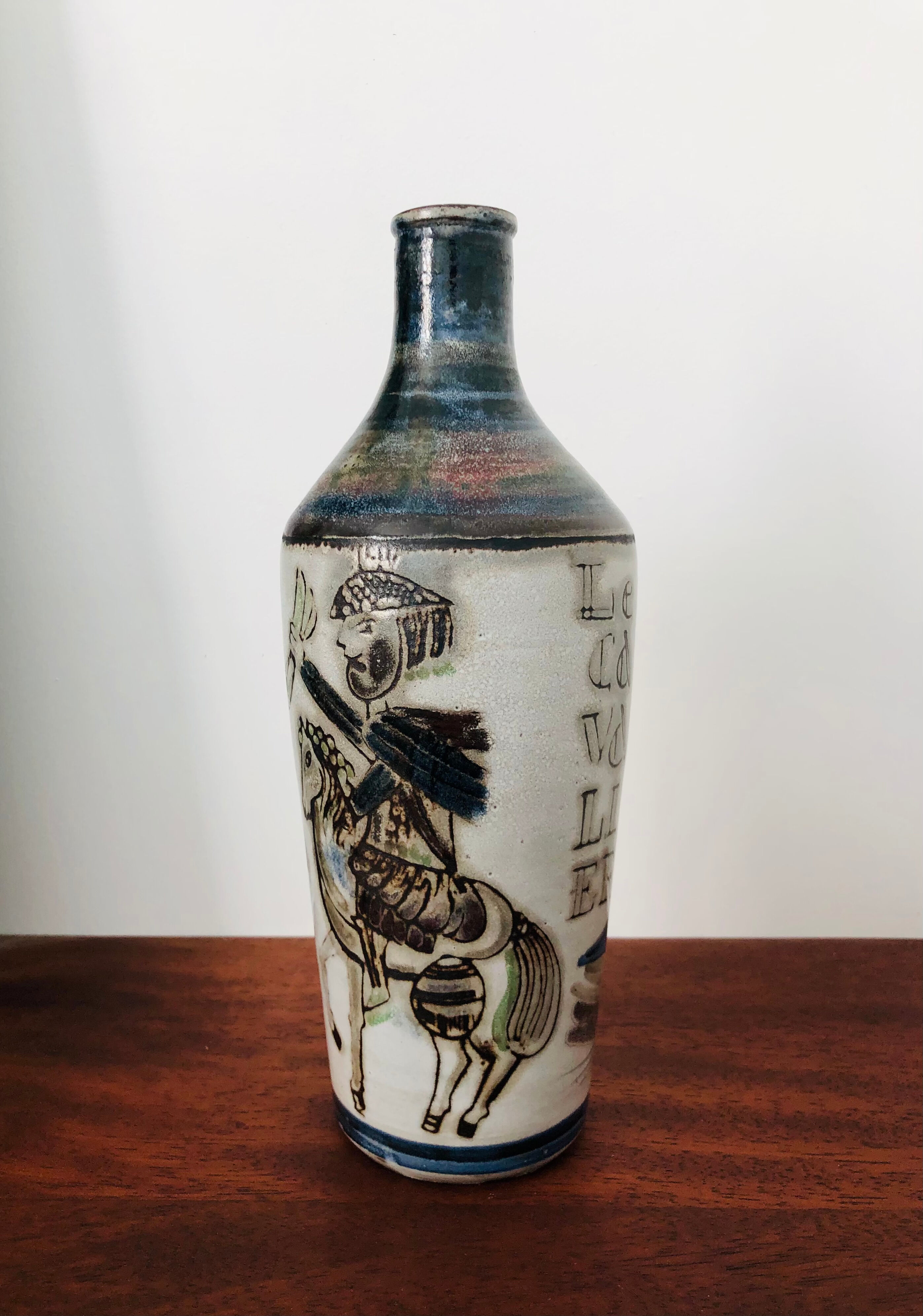 Vase en céramique "Le cavalier" de Raymonde Leduc, France années 60