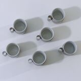 6 coffee cups porcelain and chrome Morinox Italy