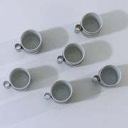 6 coffee cups porcelain and chrome Morinox Italy
