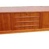 Scandinavian teak curtain sideboard, 4 drawers circa 1960