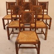 Solid oak chairs, France, 1950s