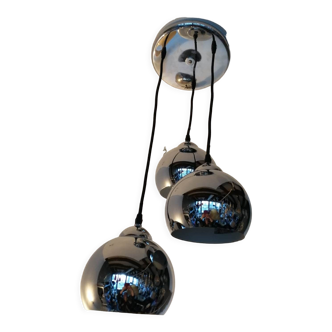 3 chrome balls pendant lamp 80s