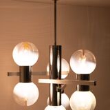 Mazzega Murano Chandelier / Space Age Glass Pendant Light 1970s Italy