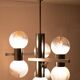 Mazzega Murano Chandelier / Space Age Glass Pendant Light 1970s Italy