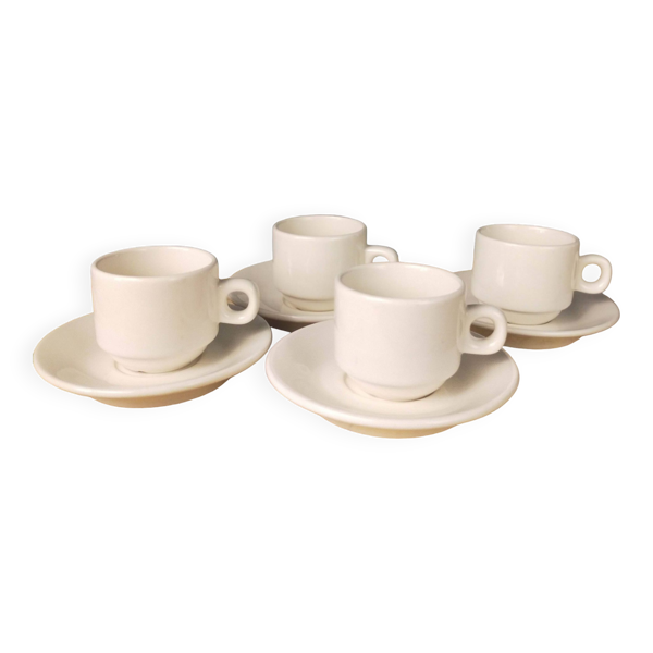 4 quatre et 4 soucoupes à café de bistrot