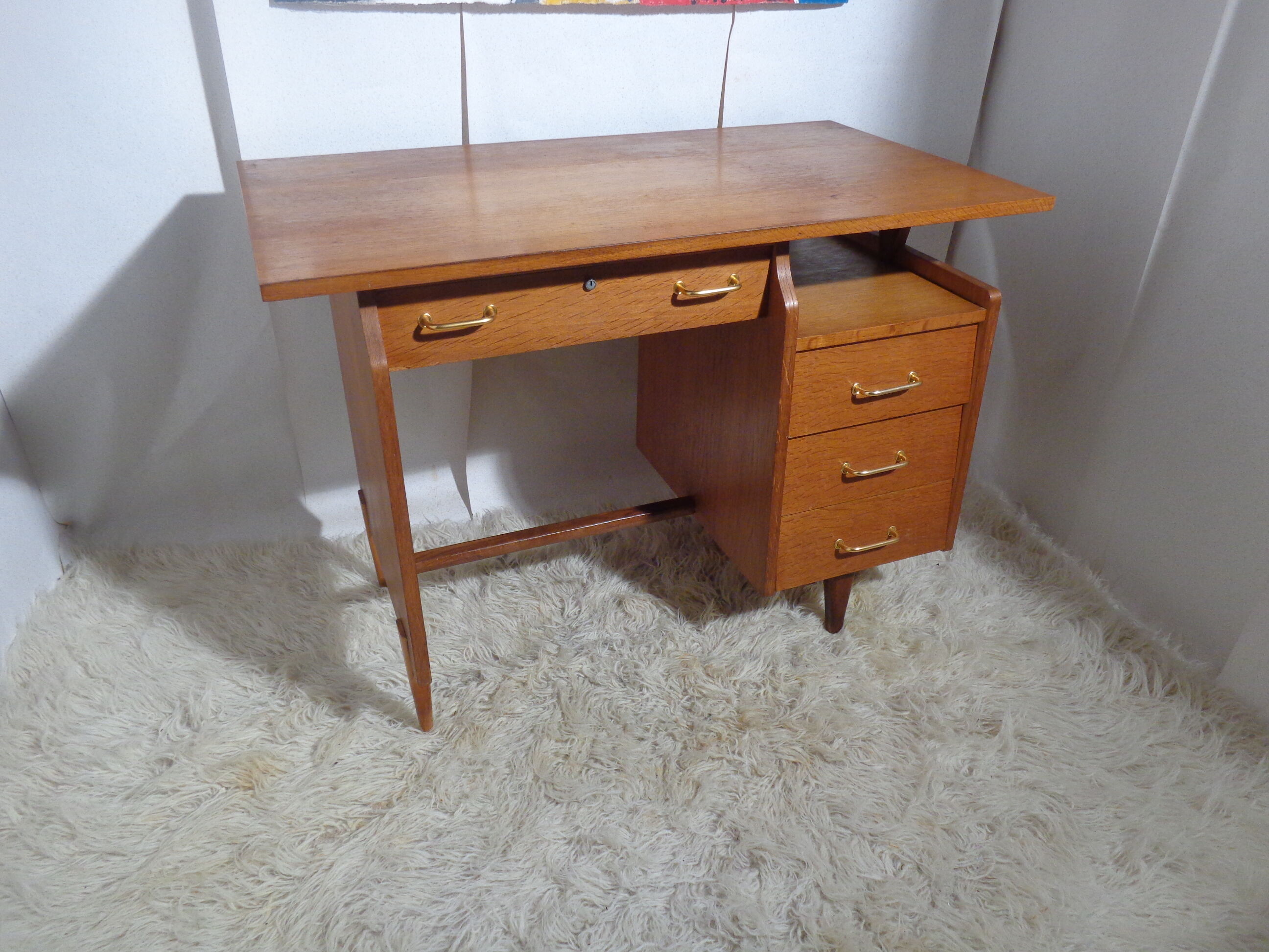 Vintage desk of the 1950s in light wood