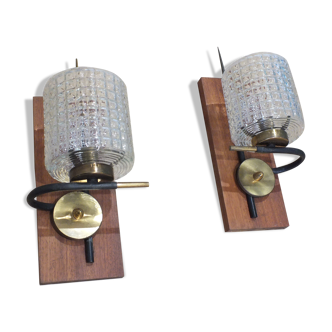 Pair of vintage wall lamp 50s Arlus Scandinavian style